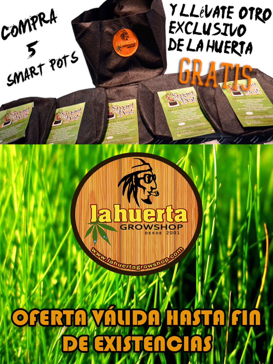 Compra 5 Smart Pot y te regalamos 1 Smart Pot con el logo de La Huerta Grow Shop !