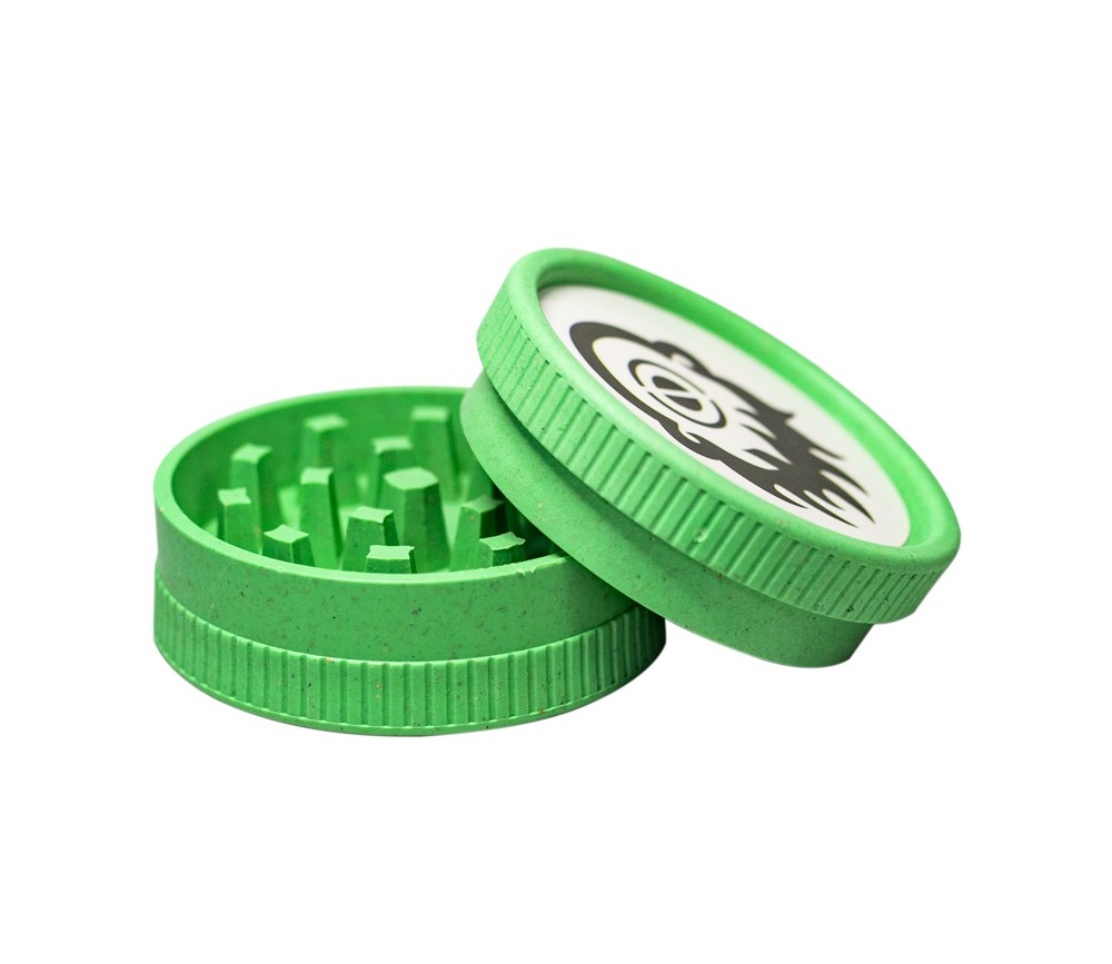 Grinder biodegradable de 55 mm, dos piezas, color verde manzana