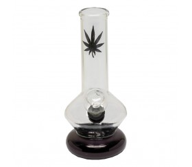 Bong Cristal Hoja Negra 14 cm