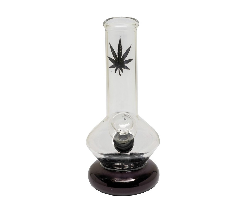 Bong Cristal Hoja Negra 14 cm