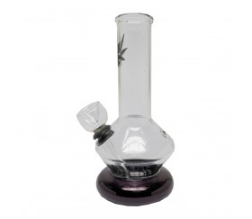 BONG CRISTAL HOJA NEGRA 14 CM