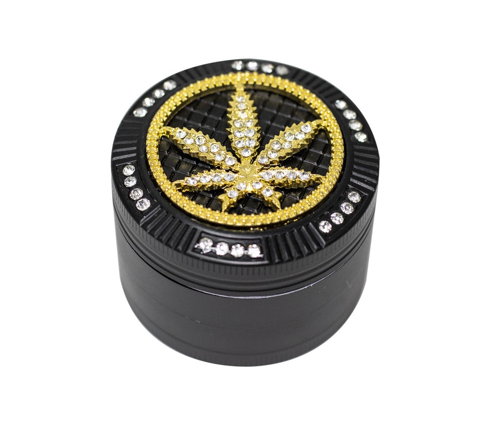 Grinder Hoja Dorada con Brillantes 50mm